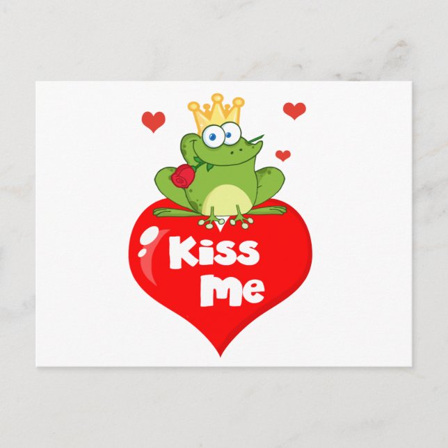 Frog Prince On A Red Heart Postcard (Front)
