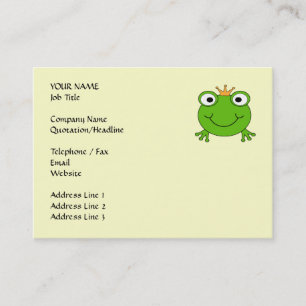 Frog Prince. Smiling Frog with a Crown. Business Card