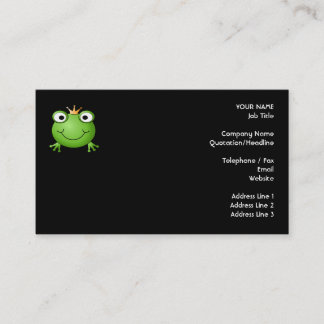 Frog Prince. Smiling Frog with a Crown. Business Card