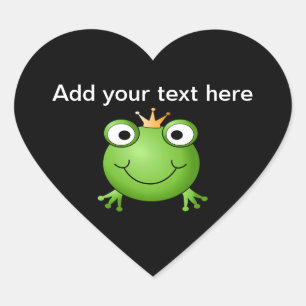 Frog Prince. Smiling Frog with a Crown. Heart Sticker