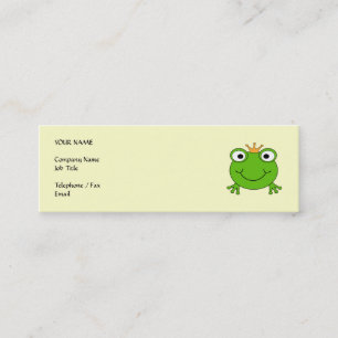 Frog Prince. Smiling Frog with a Crown. Mini Business Card