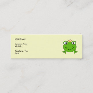 Frog Prince. Smiling Frog with a Crown. Mini Business Card