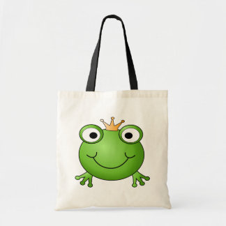 Frog Prince. Smiling Frog with a Crown. Tote Bag