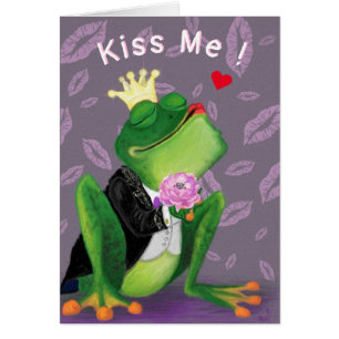 Frog Prince Valentine's Day Card Kiss Me - Playful