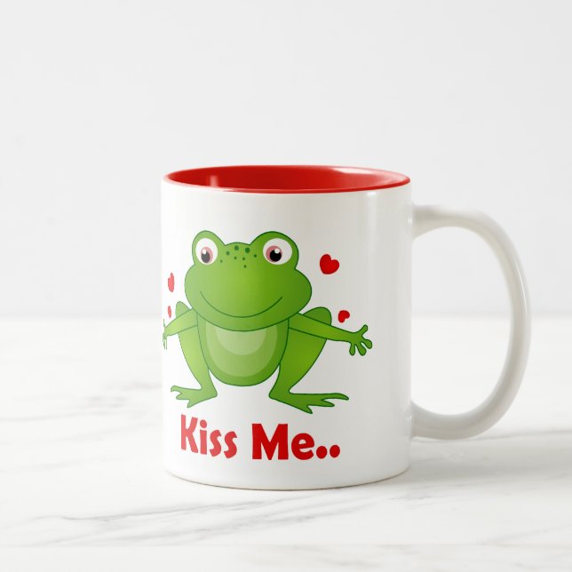 frog prince with kiss me text mugs (Right)