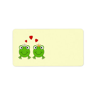 Frog Princess and Frog Prince, with hearts. Label