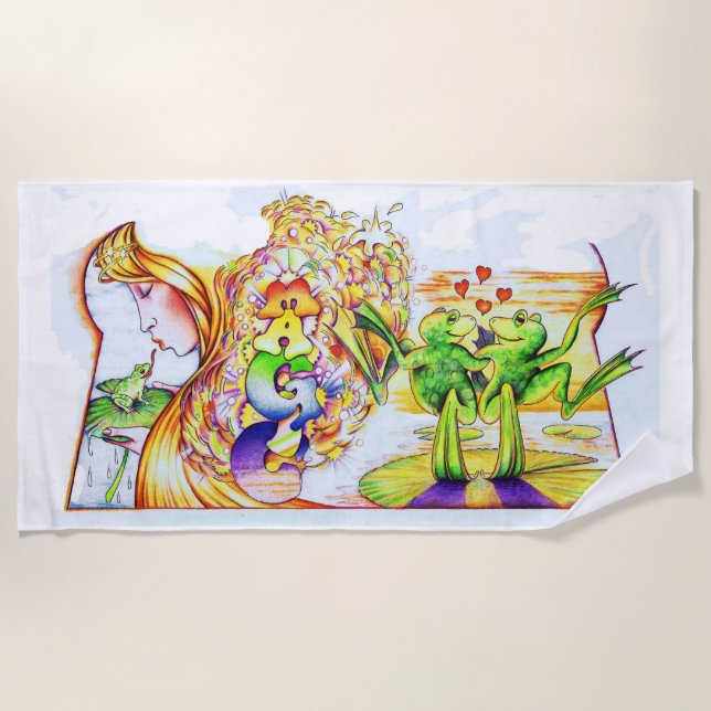 Frog Princess Fantasy Beach Towel (Front)