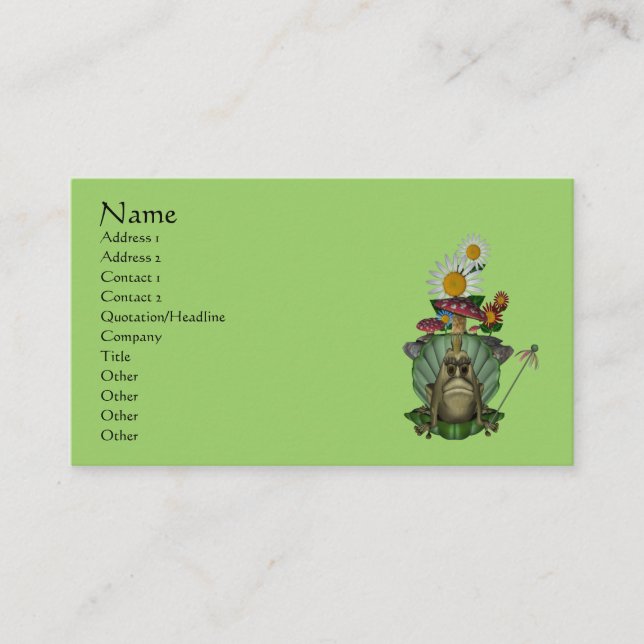 Frog Princess On Throne Cute Business Card (Front)