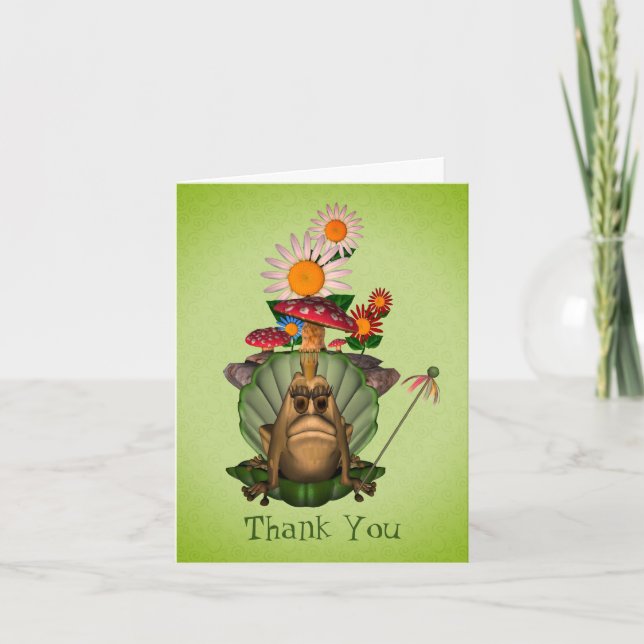 Frog Princess On Throne Cute Thank You Card (Front)