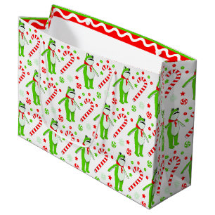 Frog Protest No Kings Christmas Large Gift Bag