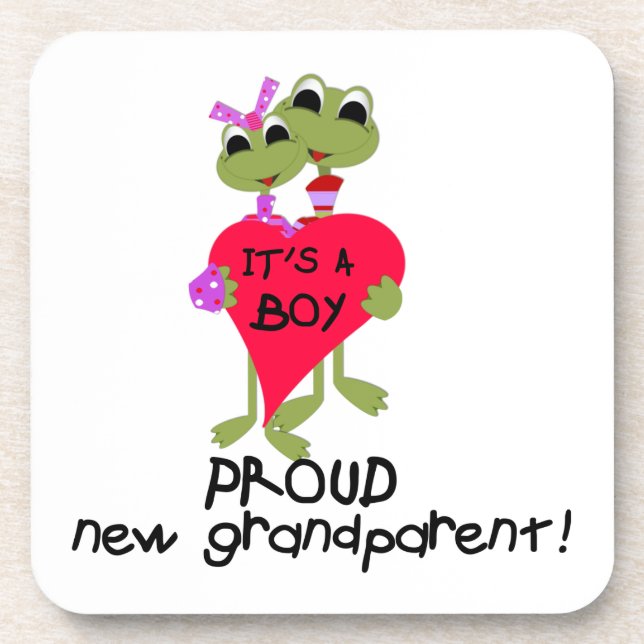 Frog Proud Grandparent of Boy Gifts Coaster (Front)