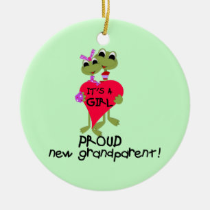 Frog Proud Grandparent of Girl Gifts Ceramic Tree Decoration