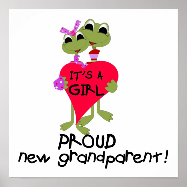 Frog Proud Grandparent of Girl Gifts Poster (Front)