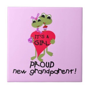 Frog Proud Grandparent of Girl Gifts Tile