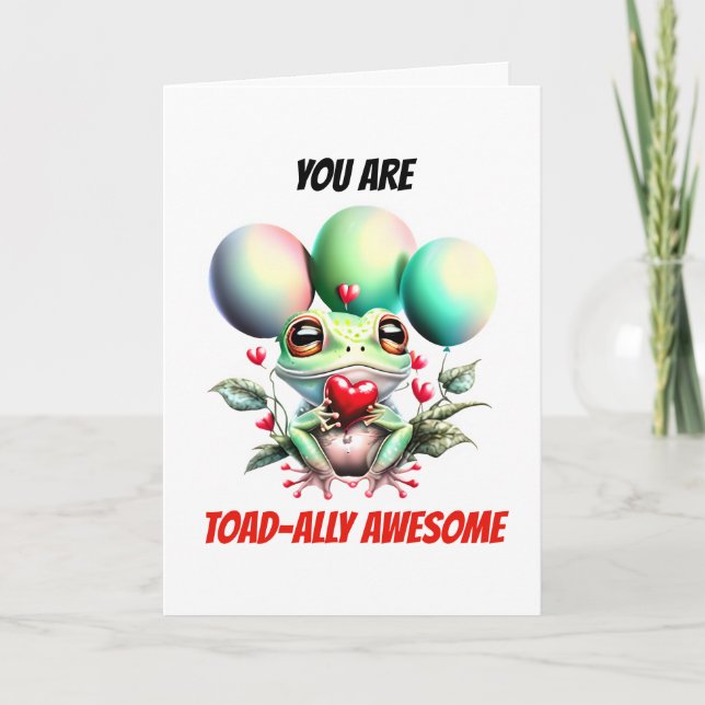 Frog puns | Toadally awesome cute green toad pun Holiday Card (Front)