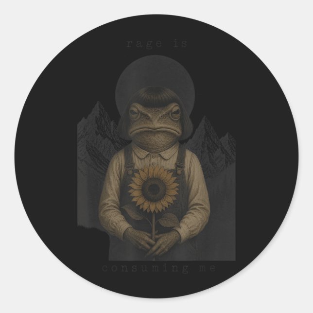 Frog Rage Is Consuming Me Sarcastic Meme Funny Classic Round Sticker (Front)