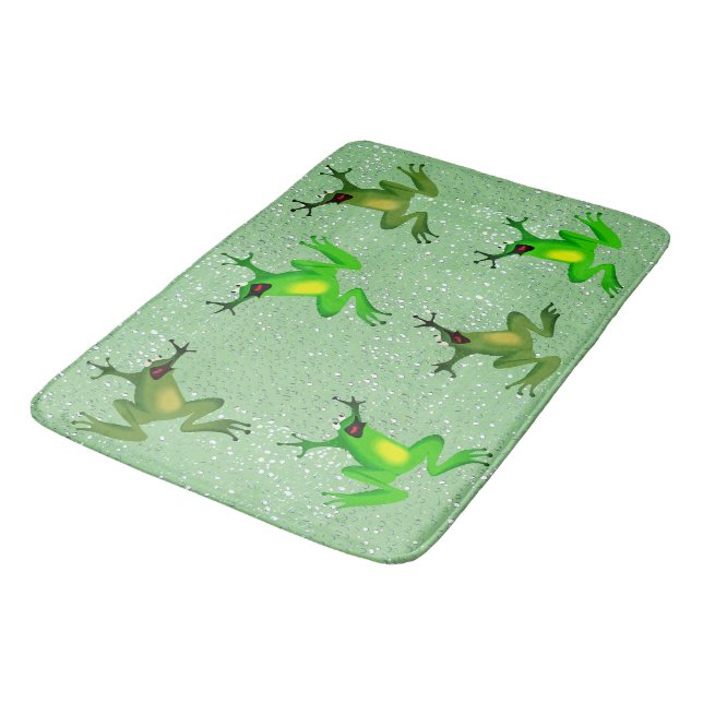   Frog Raindrops Abstract  Bath Mat (Angled)