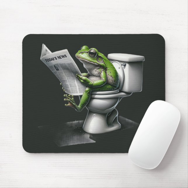 Frog Reading a Newspaper on the Toilet Mouse Pad (With Mouse)