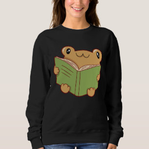 frog reading book sweatshirt