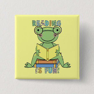 Frog - Reading is Fun Tshirts and Gifts 15 Cm Square Badge