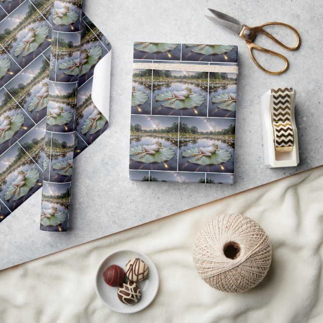 Frog Reclining on a Lily Pad Wrapping Paper (Crafts)