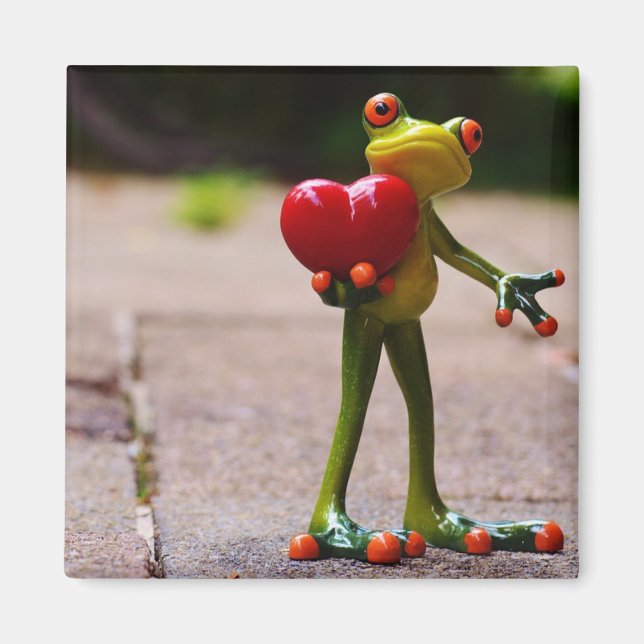 Frog red heart magnet (Front)