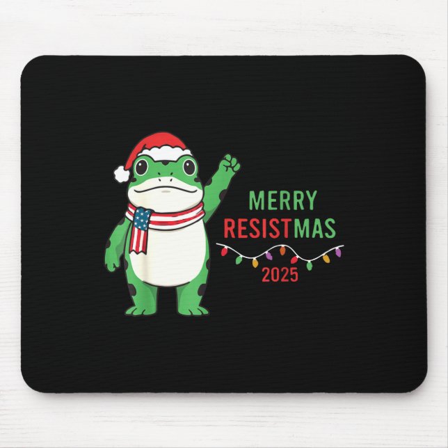 Frog Retro Merry Resistmas Funny Litical Christmas Mouse Pad (Front)