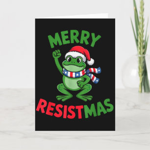 Frog Retro Merry Resistmas Funny Political Christm Card