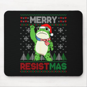 Frog Retro Merry Resistmas Funny Political Ugly Ch Mouse Pad