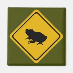frog road sign magnet