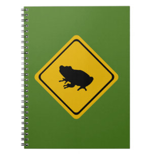 frog road sign spiral notebook