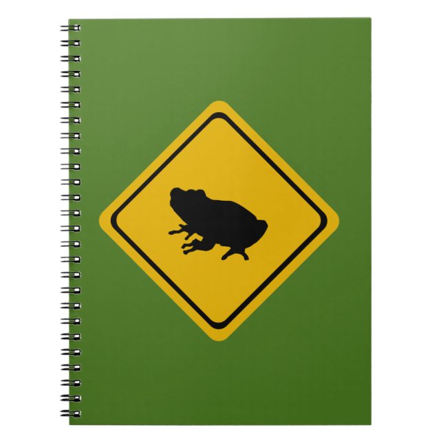 frog road sign spiral notebook (Front)