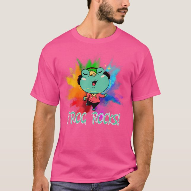 Frog Rocks Music Splash Farben Dancing Frog T-Shirt (Front)