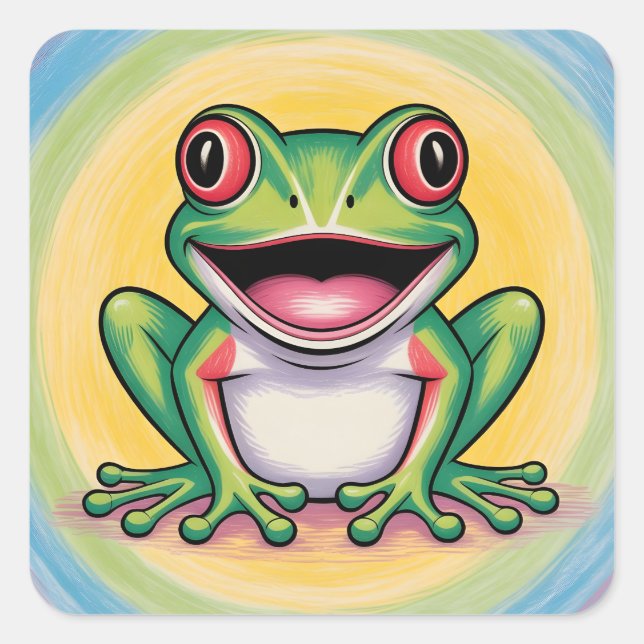 Frog’s Gentle Smile Square Sticker (Front)