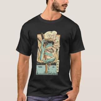 Frog Samurai in Zen Garden Setting T-Shirt