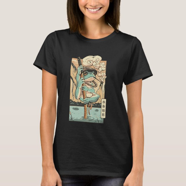 Frog Samurai in Zen Garden Setting T-Shirt (Front)