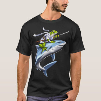 Frog Samurai Ninja Riding Shark T-Shirt