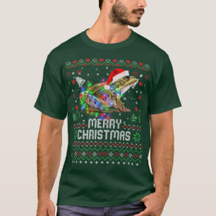 Frog Santa Hat Animal Christmas Tree Lights Holida T-Shirt