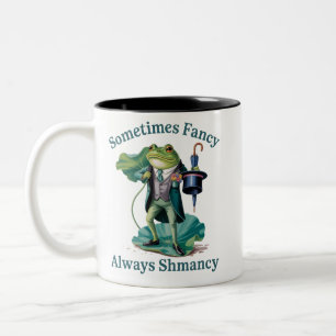 Frog Sarcastic Sometimes Fancy Always Shmancy Two-Tone Coffee Mug