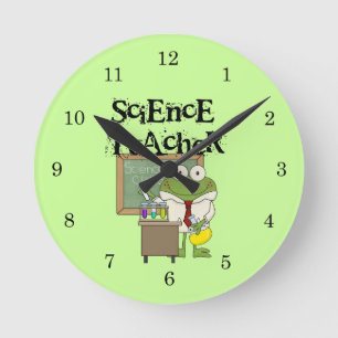 Frog Science Teacher Round Clock