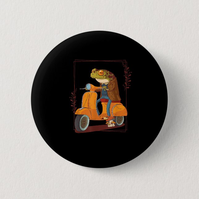 Frog  Scooter Mushroom Goblincore Academia Aesthet 6 Cm Round Badge (Front)