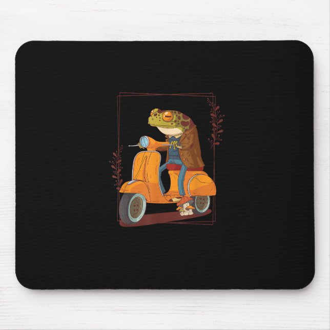 Frog  Scooter Mushroom Goblincore Academia Aesthet Mouse Pad (Front)