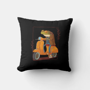 Frog Scooter Mushroom Goblincore Academia Cushion