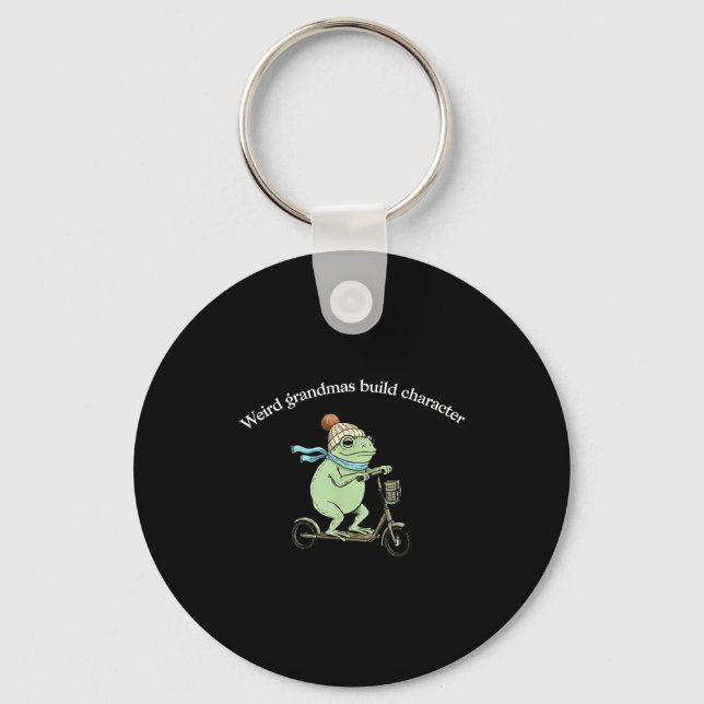 Frog scooter weird grandma build character key ring (Front)