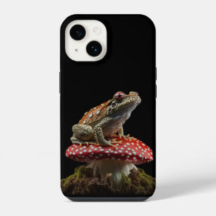 Frog sitting on mushroom Cottagecore iPhone 14 Case