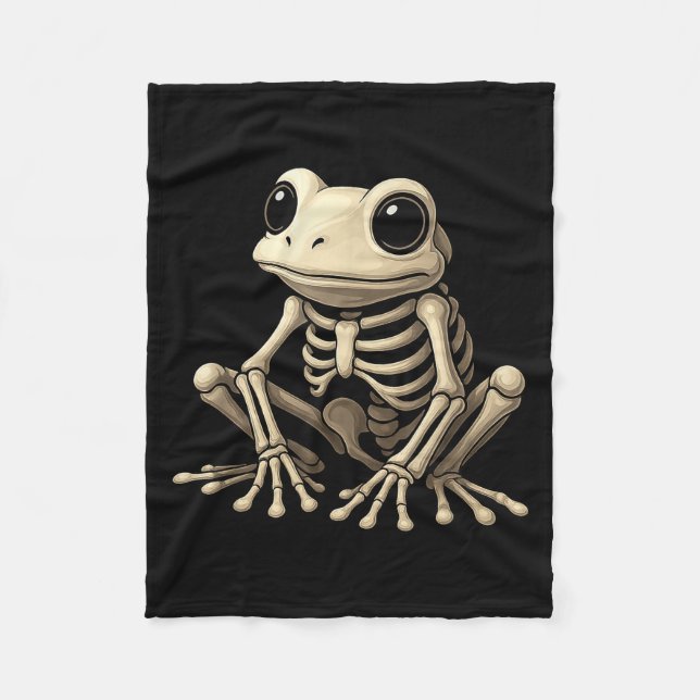 Frog Skeleton Halloween Funny Frog Lover Men Women Fleece Blanket (Front)