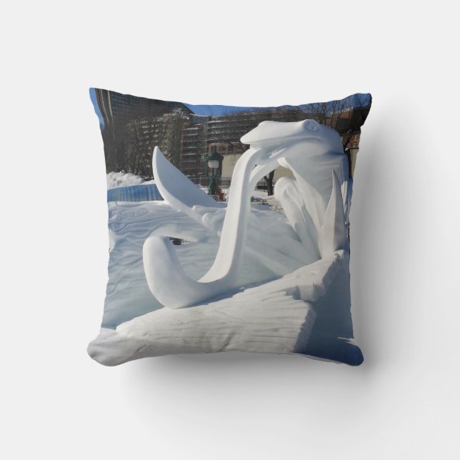 Frog Snow Sculpture, Quebec, Canada Cushion (Front)