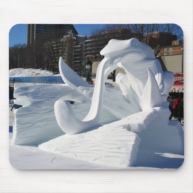 Frog Snow Sculpture, Quebec, Canada Mouse Pad (Front)