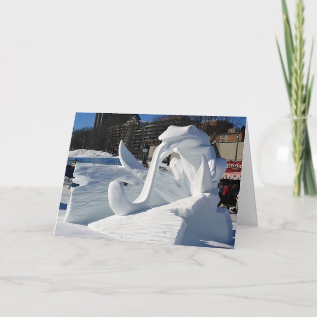 Frog Snow Sculpture, Quebec, Canada Thank You Card (Front)