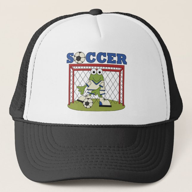 Frog Soccer Goalie Tshirts and Gifts Trucker Hat (Front)